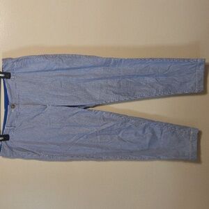 Talbots The Weekend Chino Blue & White Striped Casual Cotton Pants Nautical - 10